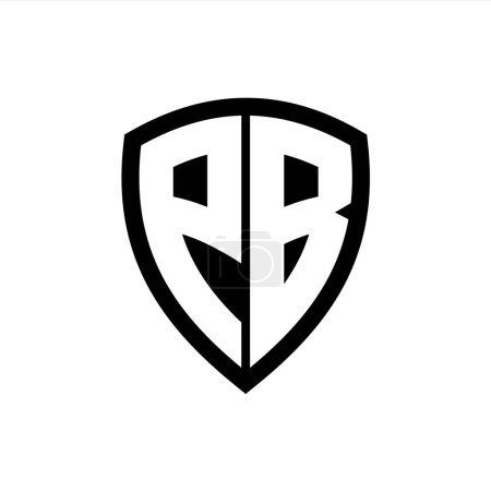 PB-Monogramm-Logo mit fetten Buchstaben Schildform mit schwarzer und weißer Farb-Design-Vorlage