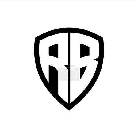 RB monogram logo with bold letters shield shape with black and white color design template