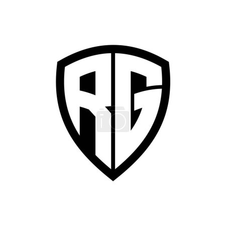 RG monogram logo with bold letters shield shape with black and white color design template