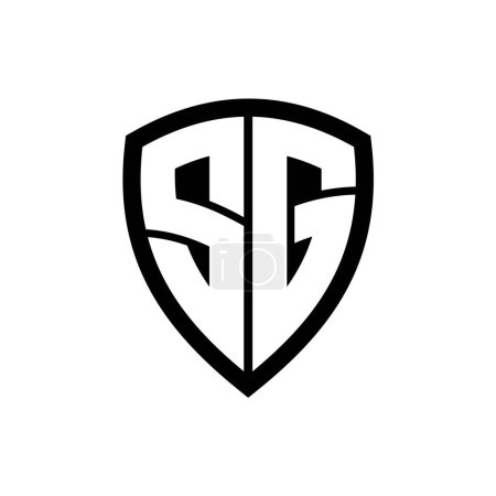 SG monogram logo with bold letters shield shape with black and white color design template