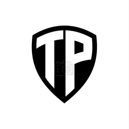 TP-Monogramm-Logo mit fetten Buchstaben Schild Form mit schwarzer und weißer Farbe Design-Vorlage