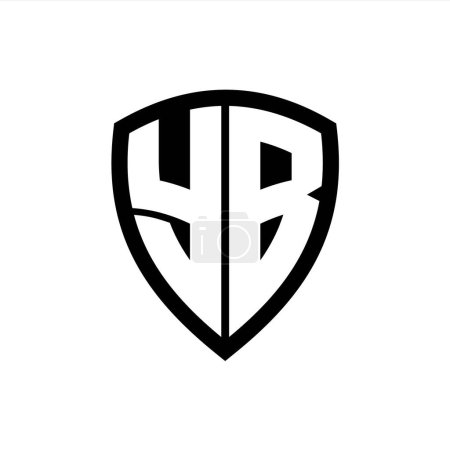 YB monogram logo with bold letters shield shape with black and white color design template