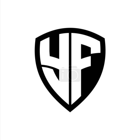 Logo monogramme YF avec lettres audacieuses forme de bouclier avec modèle de conception de couleur noir et blanc
