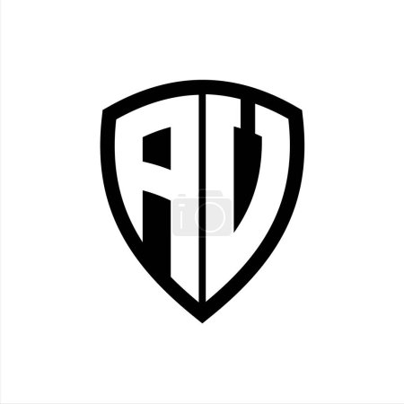 Foto de Logo monograma AV con forma de escudo de letras en negrita con plantilla de diseño de color blanco y negro - Imagen libre de derechos