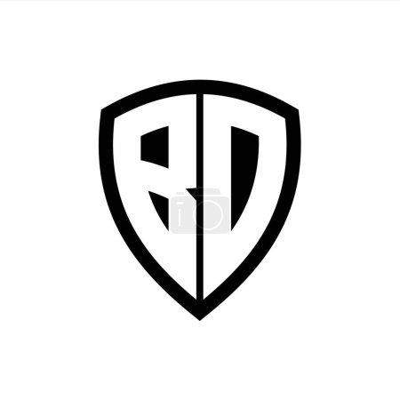 BD monogram logo with bold letters shield shape with black and white color design template