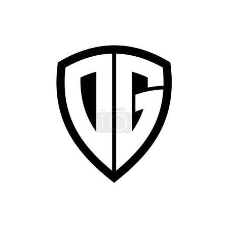 Téléchargez les photos : Logo monogramme DG avec lettres en gras forme de bouclier avec modèle de conception de couleur noir et blanc - en image libre de droit