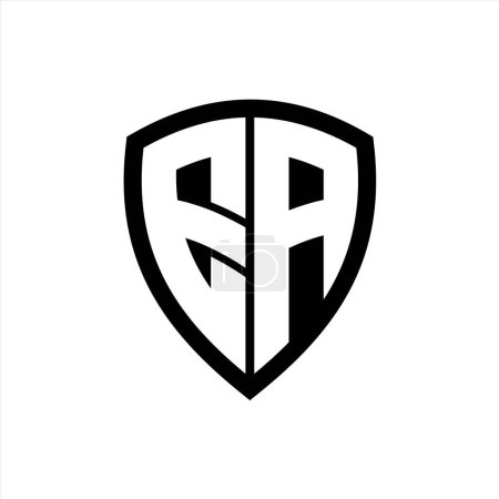 EA-Monogramm-Logo mit fetten Buchstaben Schildform mit schwarz-weißer Farbdesign-Vorlage