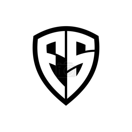 FS-Monogramm-Logo mit fetten Buchstaben Schildform mit schwarz-weißer Farbdesign-Vorlage