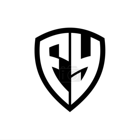 Foto de Logo monograma FY con forma de escudo de letras en negrita con plantilla de diseño de color blanco y negro - Imagen libre de derechos