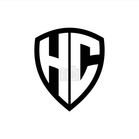 HC-Monogramm-Logo mit fetten Buchstaben Schildform mit schwarz-weißer Farbdesign-Vorlage