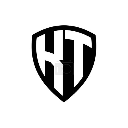 KT-Monogramm-Logo mit fetten Buchstaben Schildform mit schwarz-weißer Farbdesign-Vorlage