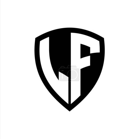 LF monogram logo with bold letters shield shape with black and white color design template
