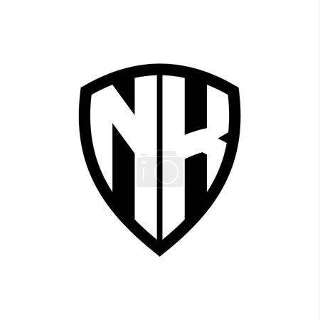 NK monogram logo with bold letters shield shape with black and white color design template