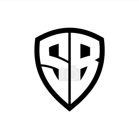 SB monogram logo with bold letters shield shape with black and white color design template