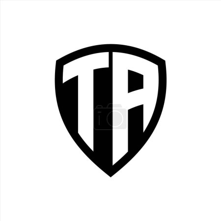 TA-Monogramm-Logo mit fetten Buchstaben Schildform mit schwarz-weißer Farbdesign-Vorlage