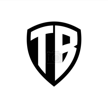 TB monogram logo with bold letters shield shape with black and white color design template