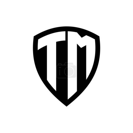 TM monogram logo with bold letters shield shape with black and white color design template