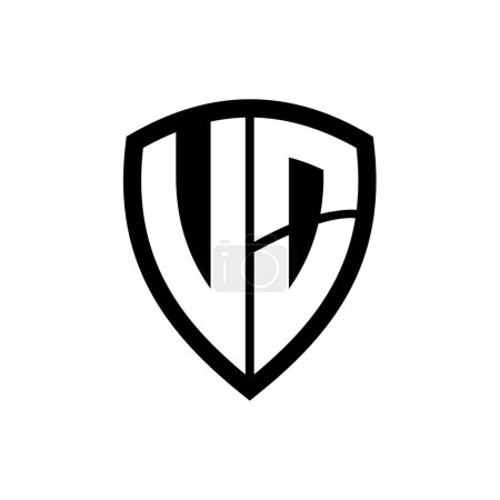 UO monogram logo with bold letters shield shape with black and white color design template