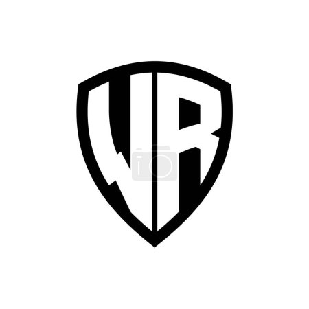 WR-Monogramm-Logo mit fetten Buchstaben Schildform mit schwarz-weißer Farbdesign-Vorlage