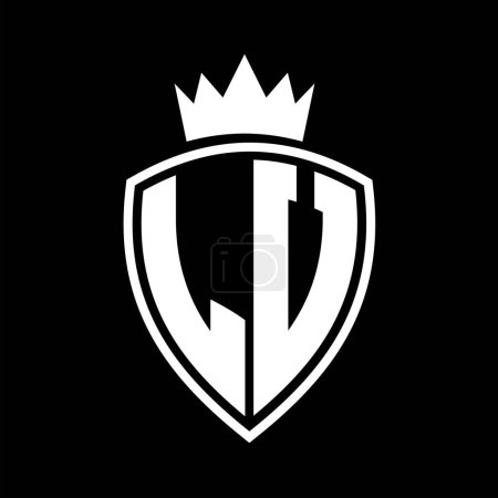 Foto de LV Carta monograma en negrita con forma de escudo y contorno de corona con plantilla de diseño de color blanco y negro - Imagen libre de derechos