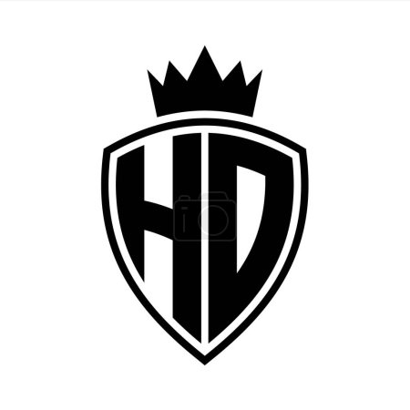 Photo for HD Letter bold monogram with shield and crown outline shape with black and white color design template - Royalty Free Image