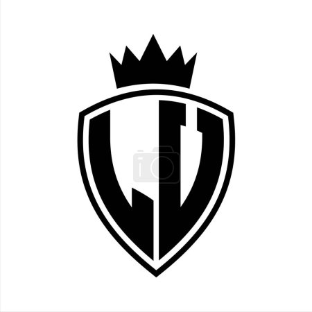 Foto de LV Carta monograma en negrita con forma de escudo y contorno de corona con plantilla de diseño de color blanco y negro - Imagen libre de derechos