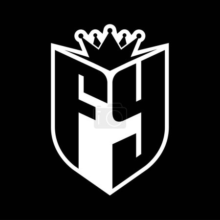 Foto de Carta FY en negrita monograma con forma de escudo y corona afilada escudo interior plantilla de diseño de color blanco y negro - Imagen libre de derechos