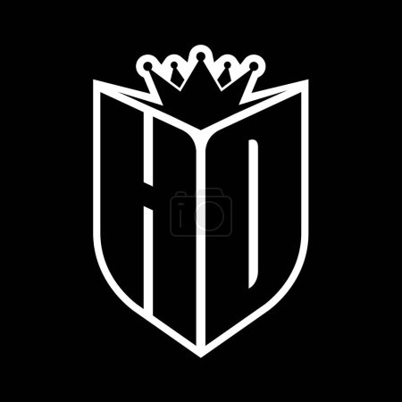 Photo for HD Letter bold monogram with shield shape and sharp crown inside shield black and white color design template - Royalty Free Image