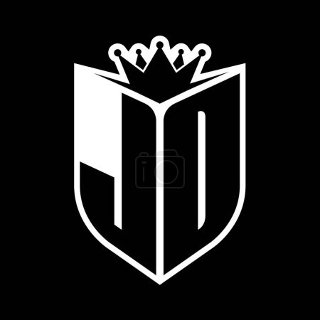 Foto de JD Carta monograma en negrita con forma de escudo y corona afilada escudo interior plantilla de diseño de color blanco y negro - Imagen libre de derechos