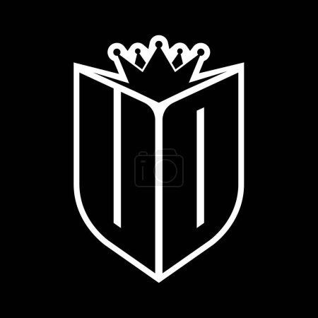 UO Letter bold monogram with shield shape and sharp crown inside shield black and white color design template