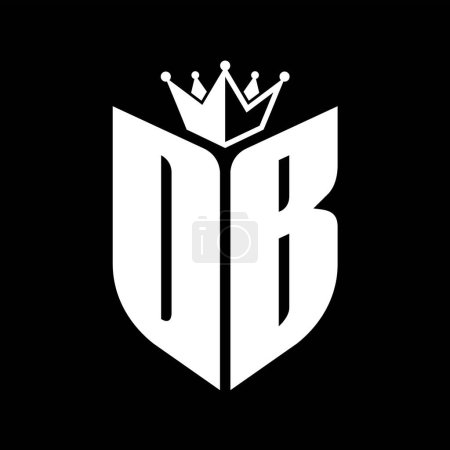 DB Letter Monogramm mit Schildform mit Krone schwarz-weiß Farbdesign-Vorlage