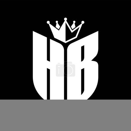HB Letter monogram with shield shape with crown black and white color design template