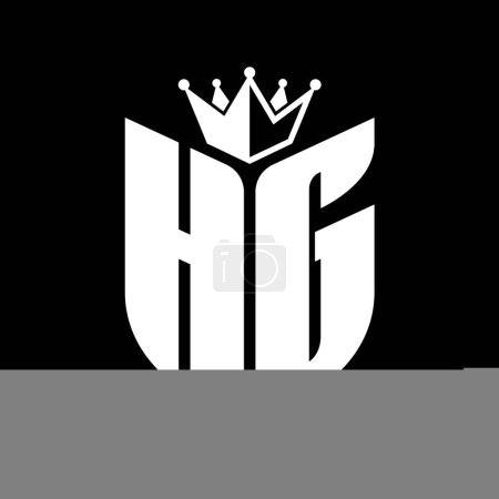 HG Buchstabe Monogramm mit Schildform mit Krone schwarz-weiß Farbmuster