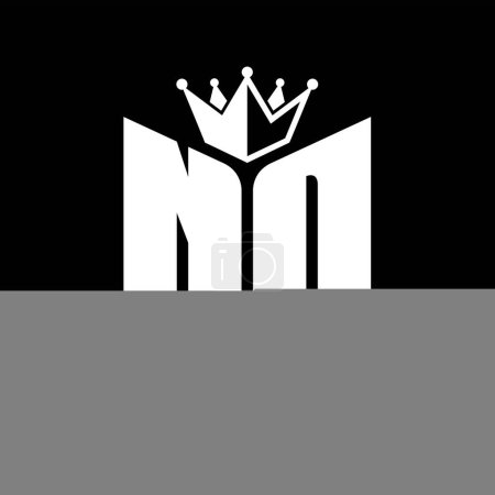ND Carta monograma con forma de escudo con plantilla de diseño de color blanco y negro corona