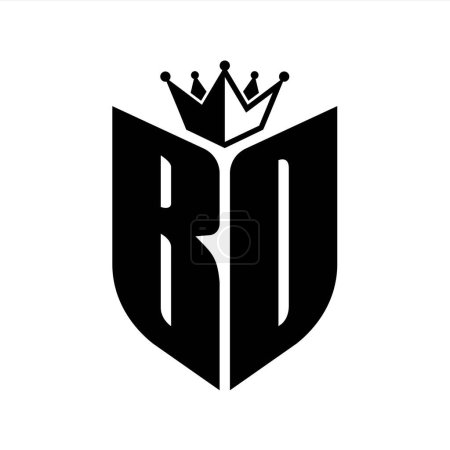 BD Buchstabe Monogramm mit Schildform mit Krone schwarz-weiße Farbdesign-Vorlage