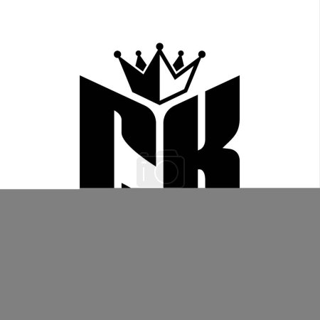 CK Buchstabe Monogramm mit Schildform mit Krone schwarz und weiß Farbdesign-Vorlage