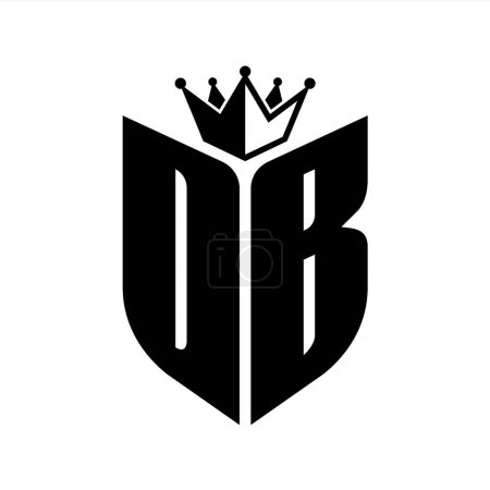 DB Letter monogram with shield shape with crown black and white color design template