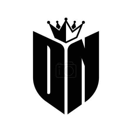 DN Letter monogram with shield shape with crown black and white color design template