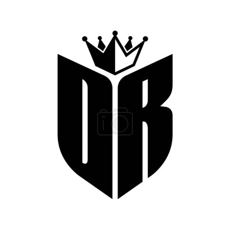 DR Carta monograma con forma de escudo con plantilla de diseño de color blanco y negro corona