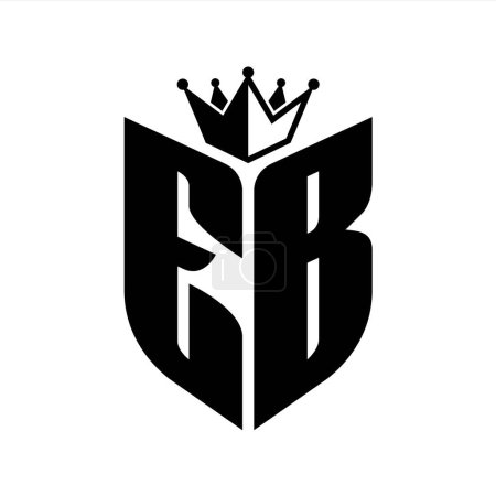 EB Letter monogram with shield shape with crown black and white color design template