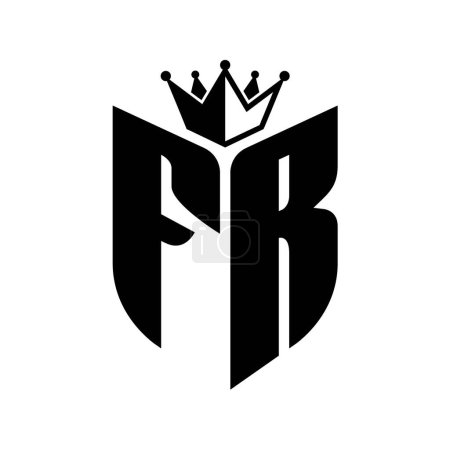FR Buchstabenmonogramm mit Schildform mit Krone schwarz-weiße Farbmustervorlage