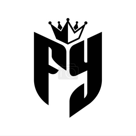 Foto de Monograma FY Letter con forma de escudo con plantilla de diseño de color blanco y negro corona - Imagen libre de derechos