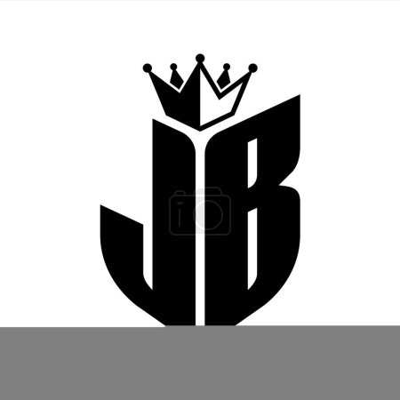 JB Letter monogram with shield shape with crown black and white color design template
