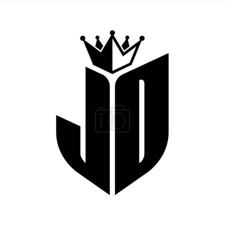 Foto de JD Carta monograma con forma de escudo con plantilla de diseño de color blanco y negro corona - Imagen libre de derechos