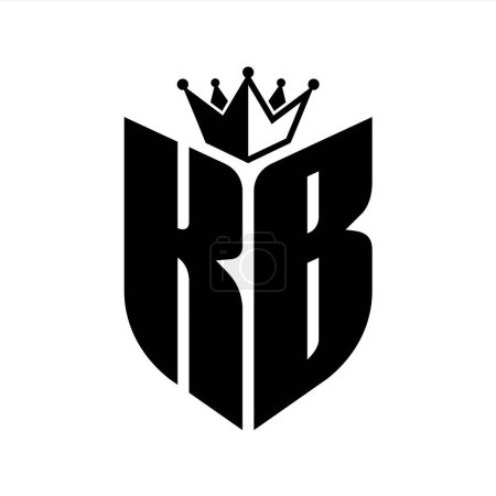 KB Buchstabenmonogramm mit Schildform mit Krone schwarz-weiße Farbmustervorlage
