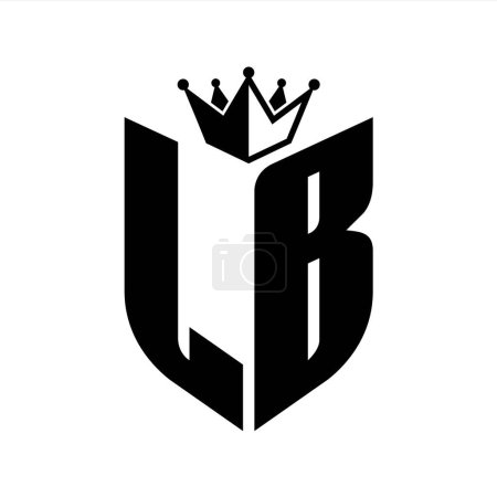 LB Lettre monogramme avec forme de bouclier avec couronne noir et blanc modèle de conception de couleur