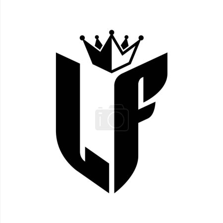LF Buchstabenmonogramm mit Schildform mit Krone schwarz-weiße Farbmustervorlage