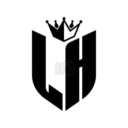 LH Letter monogram with shield shape with crown black and white color design template
