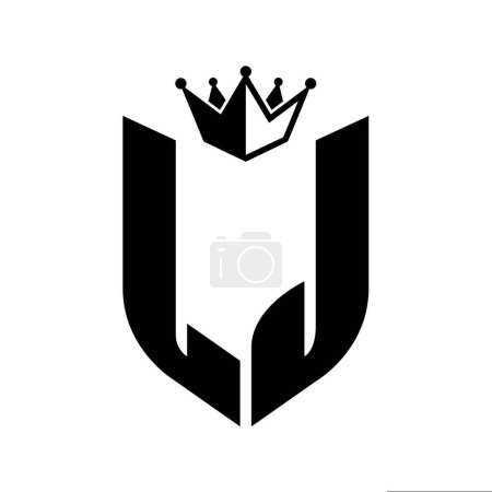 Photo for LJ Letter monogram with shield shape with crown black and white color design template - Royalty Free Image