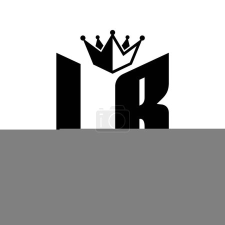 LR Buchstabe Monogramm mit Schildform mit Krone schwarz-weiße Farbdesign-Vorlage